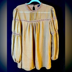 Suzanne Betro Tan Polka Dot Blouse